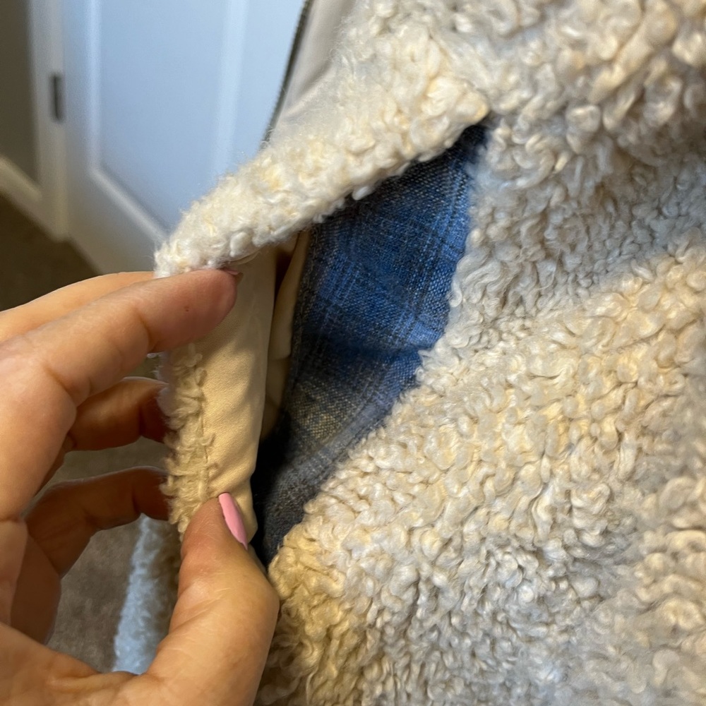 Pendleton Jacket Cream Sherpa Flannel Trim L - Picture 8 of 11